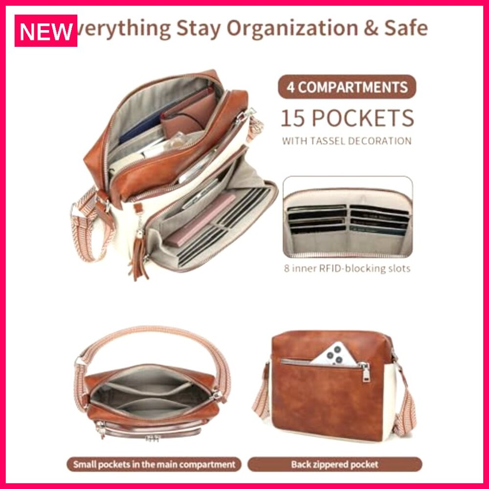 Medium Vegan Leather Crossbody Bag with RFID Pockets & Built-in Wallet - Picture 5 of 8